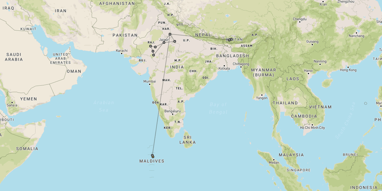 Bhutan, Rajasthan & Maldives