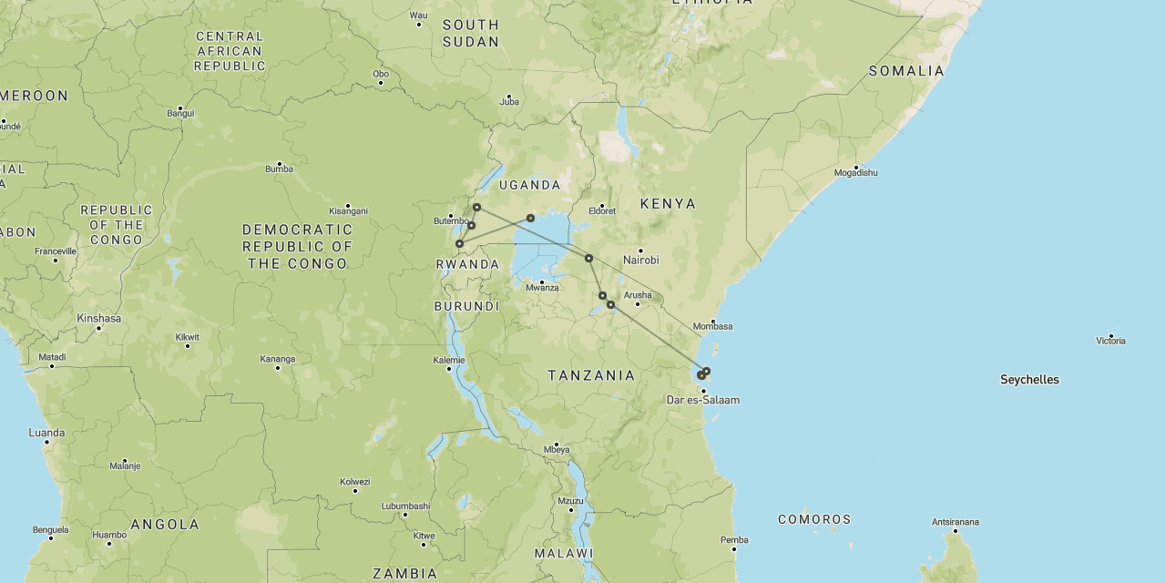 Gorillas, Serengeti & beaches